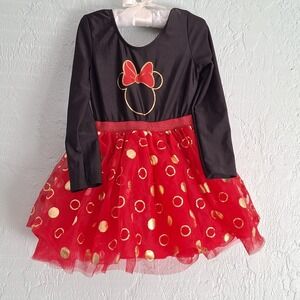Disney Minnie Mouse Kids Dress Girls‎ Size 3T Costume Tutu Black Red Gold